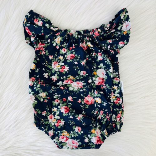 Navy and floral onesie for a baby girl. Baby shower gifts, baby gifts nz.