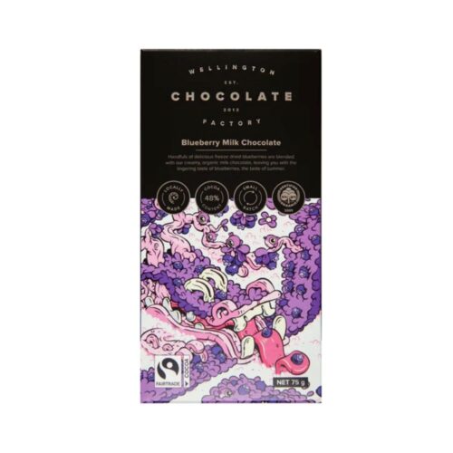 Wellington Chocolate Factory Chocolate Bar. 75g. Blueberry Milk Chocolate. Chocolate Lovers Gifts