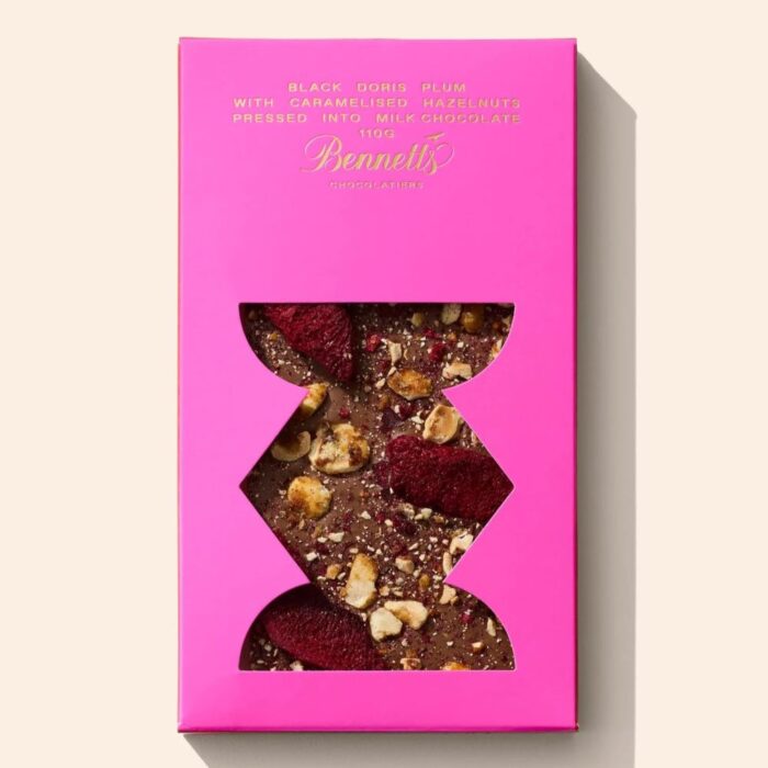 Bennetts of Mangawhai Chocolate. Plum & Hazelnut Chocolate. Gifts for Her. Gifts for Him. Gifts for Them. Housewarming Gifts.