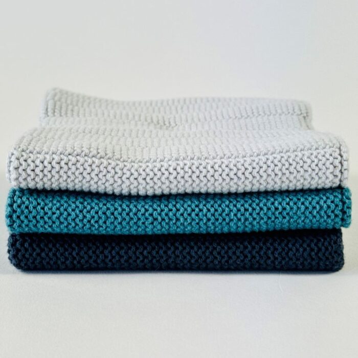 Eco Vask Reusable Dish Cloths. Blue tone trio.